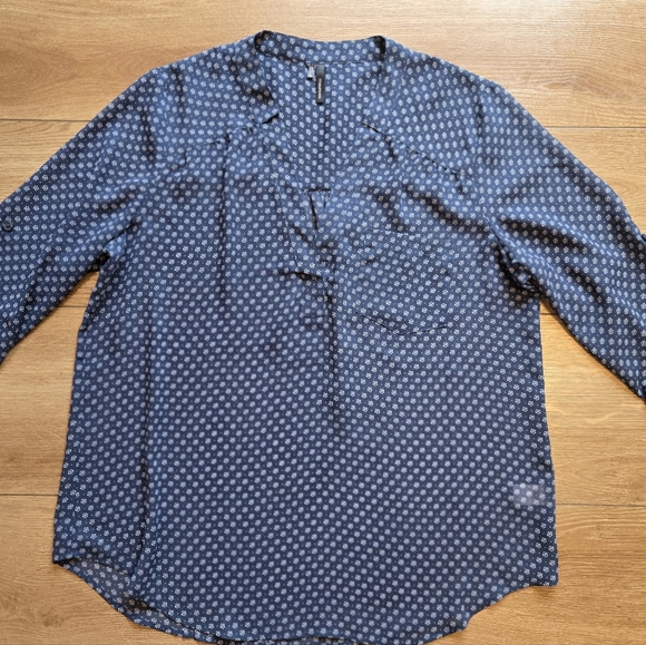 MAURICES Blue Polka Dot 3/4 Sleeve Popover Blouse Shirt Top XL - Picture 2 of 8